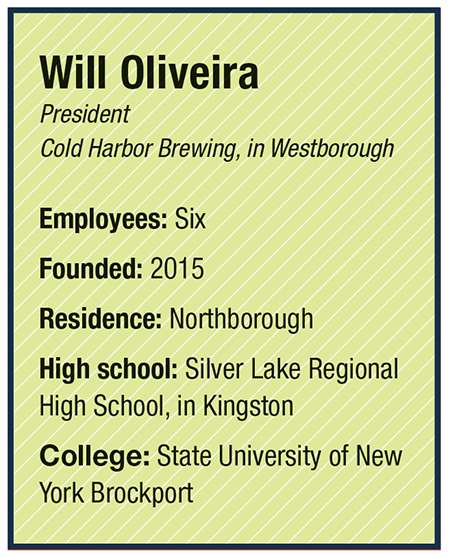 a green box with a black outline with information about Will Oliveira and Cold Harbor Brewing