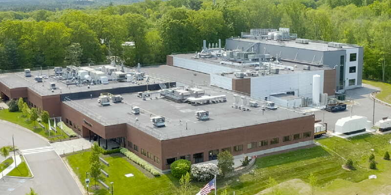 An aerial photo of an industrial facility