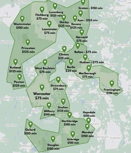 A map of Delivered Inc.'s delivery range. 