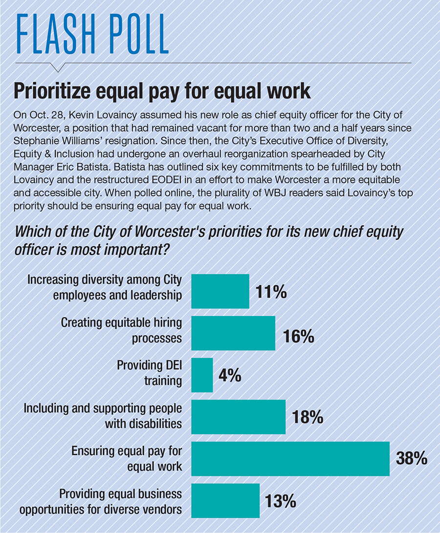 Results from a poll regarding which commitment Worcester's chief equity officer should prioritize