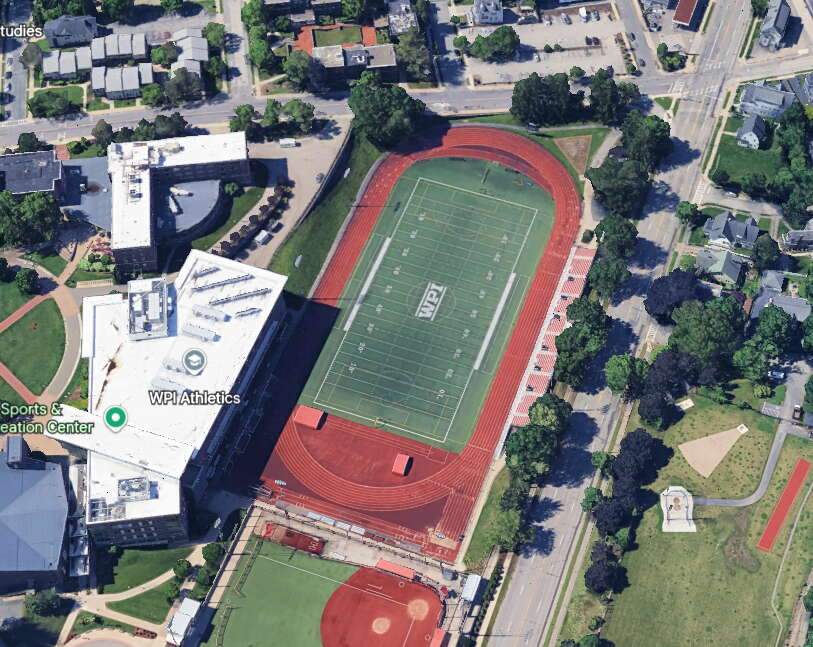 Satellite image of a soccer stadium