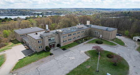 aerial view of three-story building