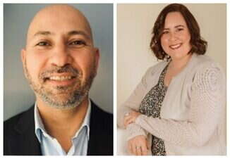 Side by side headshots with a man on the left and a woman on the right
