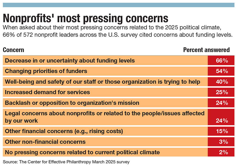 Chart of concerns of nonprofits