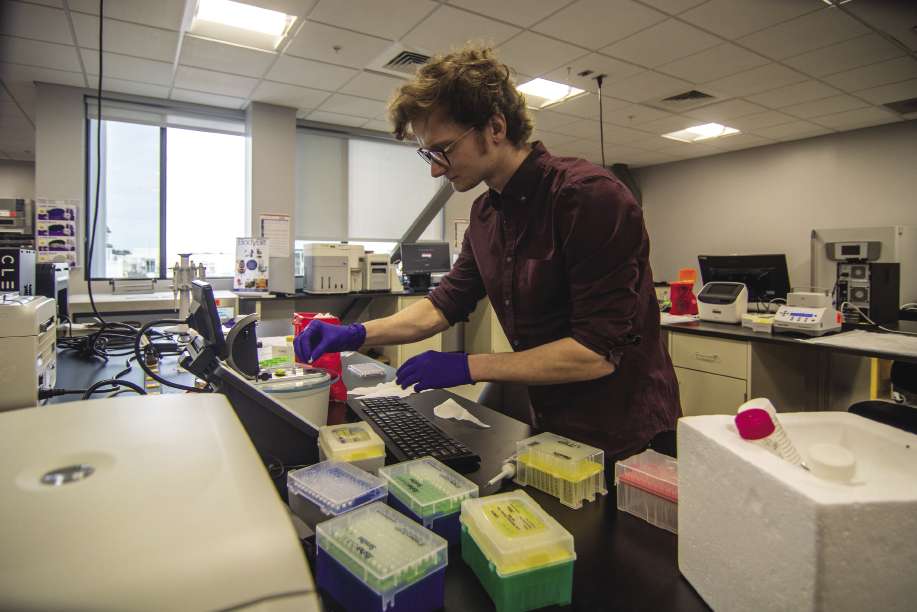 Drew Croke performs research at another one of ABI-LAB's facilities in Natick.