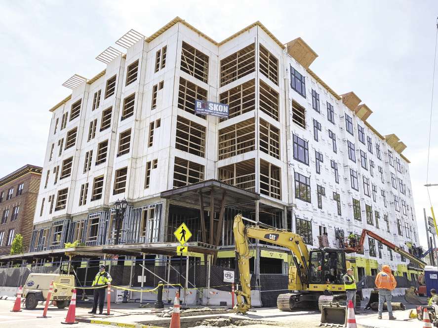 A six story apartment building under construction