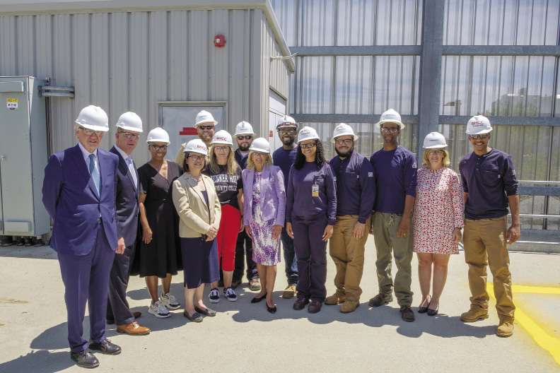 A photo of Jill Biden and Eversource employees at Bunker Hill Community College.