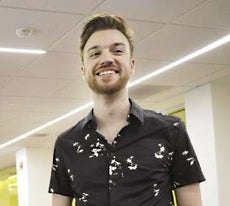 Bearded man smiling