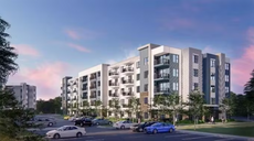 Rendering of a five-story apartment building