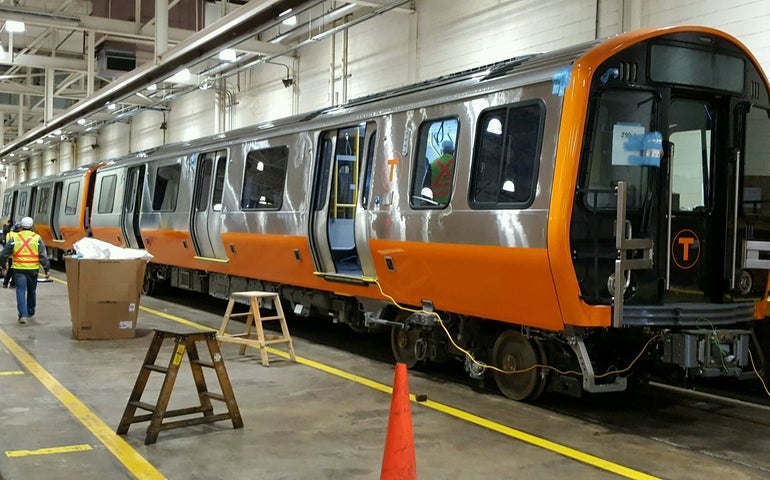 Orange Line cars of the MBTA