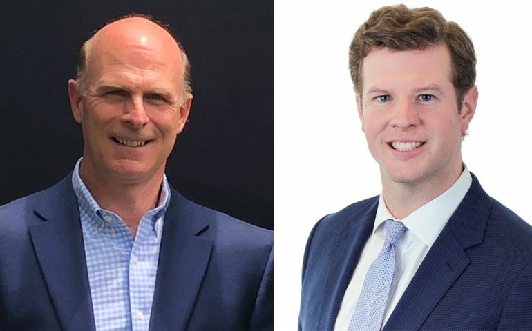Two men are pictured in headshots