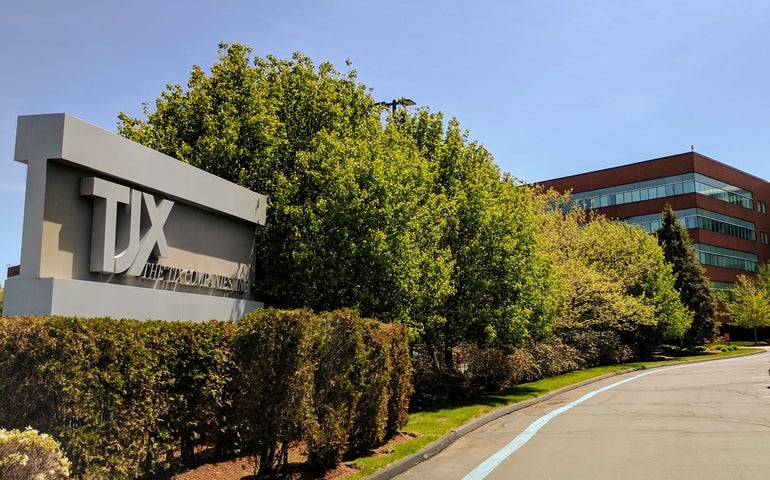 A corporate office sign