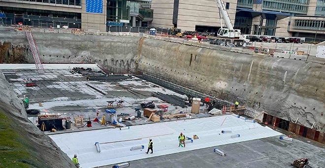 A large construction pit