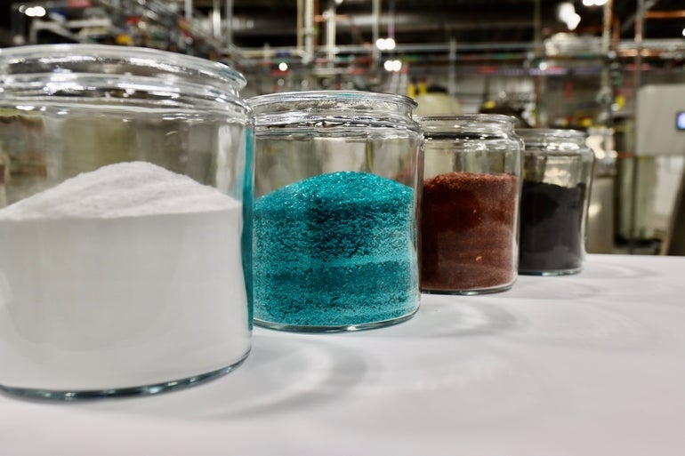 Raw materials in glass jars