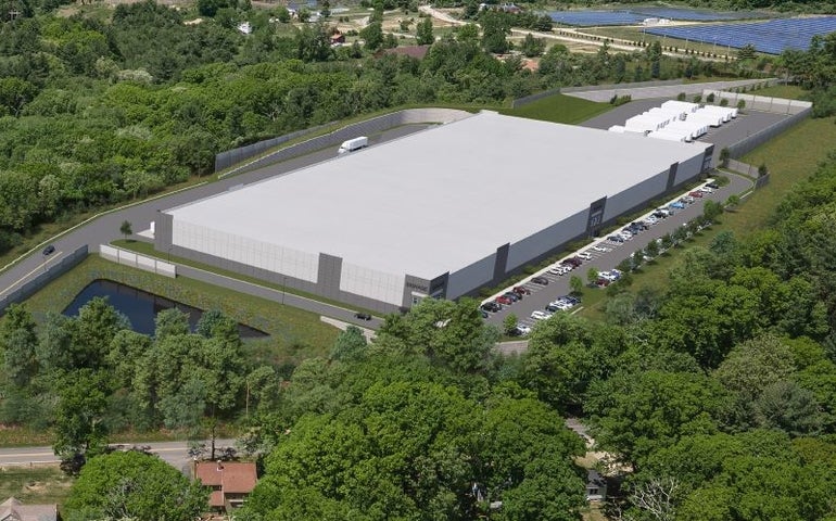 Rendering of the Lackey Dam Logistics Center nearing construction on the Uxbridge-Sutton border