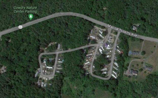Overhead view of a mobile home park