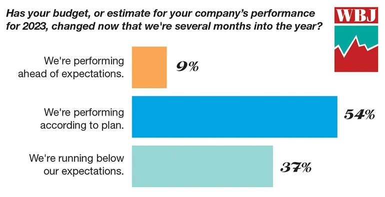 This chart shows the majority of WBJ readers say their companies are performing as expected this year.