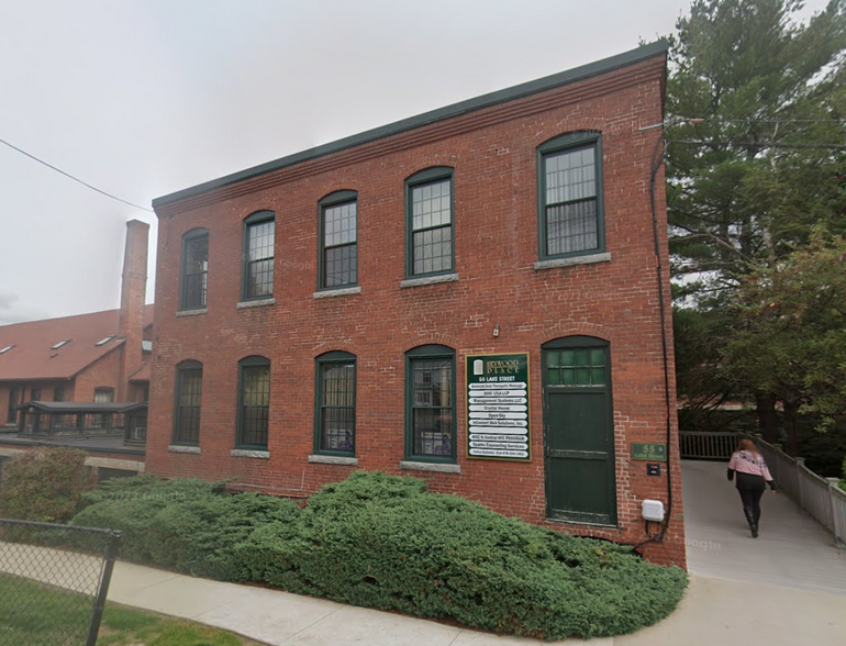 An industrial brick building