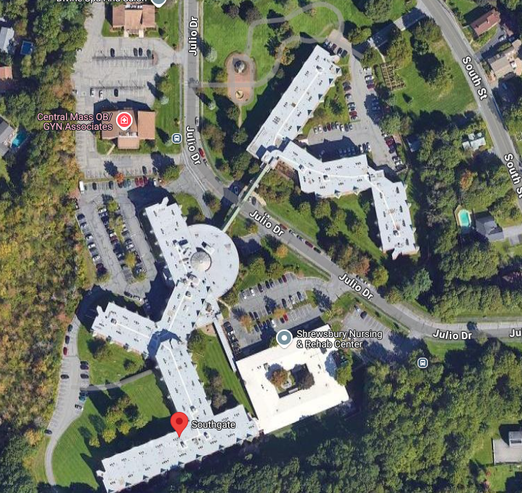 A satellite image of an retirement complex