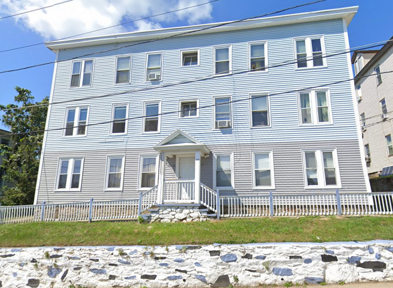 A three-story apartment building
