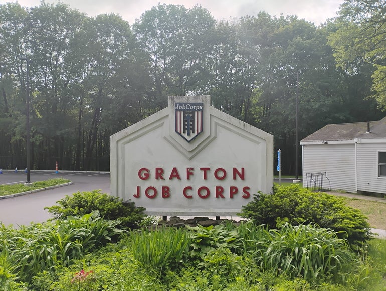 A photo of a sign reading "Grafton Job Corps"