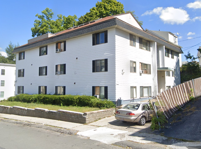 A three-story apartment building