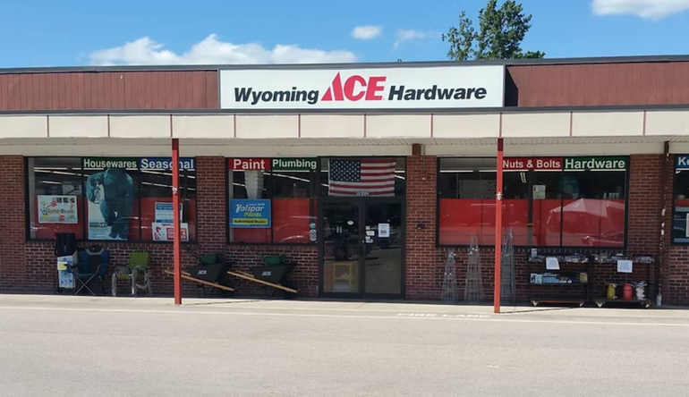 A small hardware store's storefront