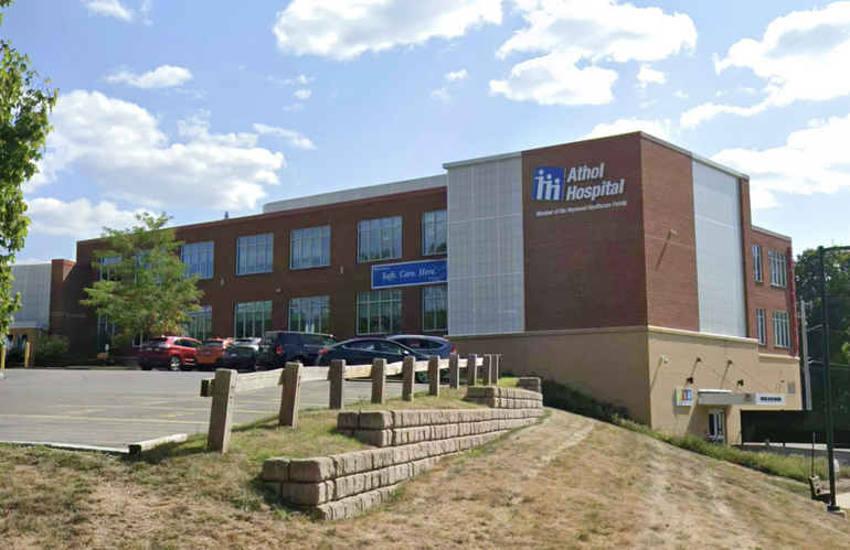 A brick hospital building