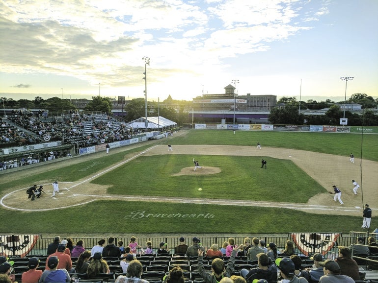 A baseball stadium 