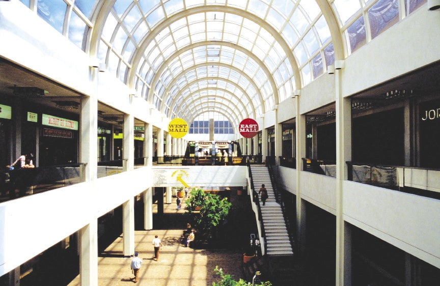 Interior of two-story mall