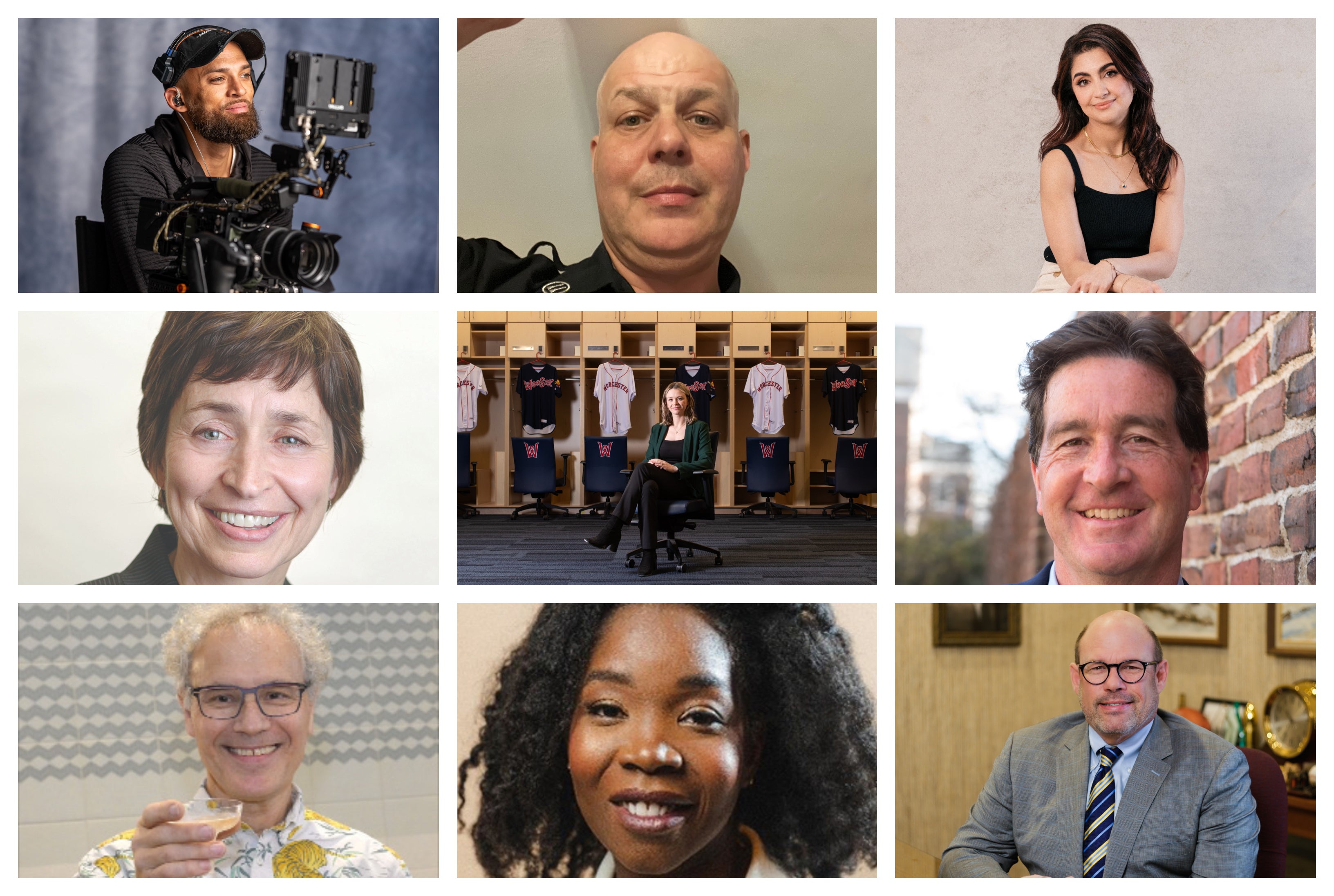 A collage of nine Central Massachusetts professionals, who are all members of the 2025 Power 100.