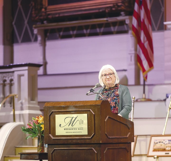 Woman at podium