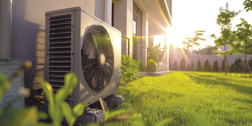 A heat pump outside a home